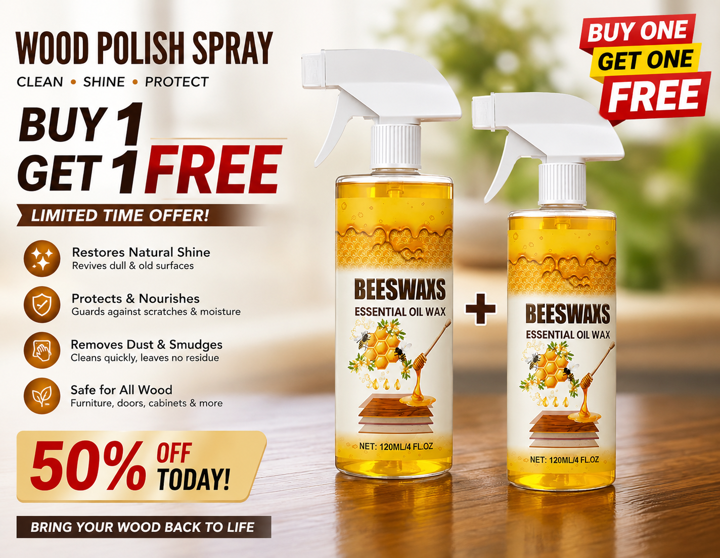 Wood Polish Spray (BUY ONE GET ONE FREE) - 50% OFF!!!