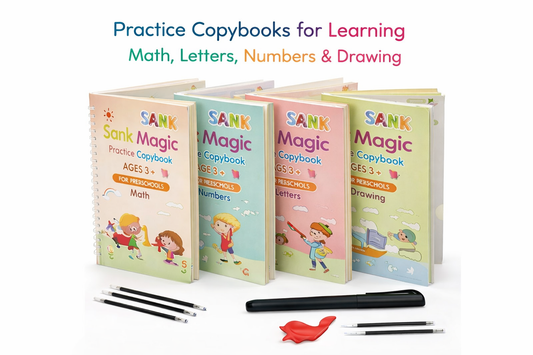 Kids Magic Practice Book (4 Books, 1 Pen, 10 Refills, 1 Pen Grip)- 50% OFF!